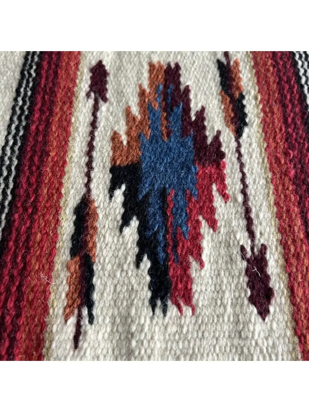 El Paso Blanket Company Woven Table Rug Fringe 90% Wool 15” X 10.5”